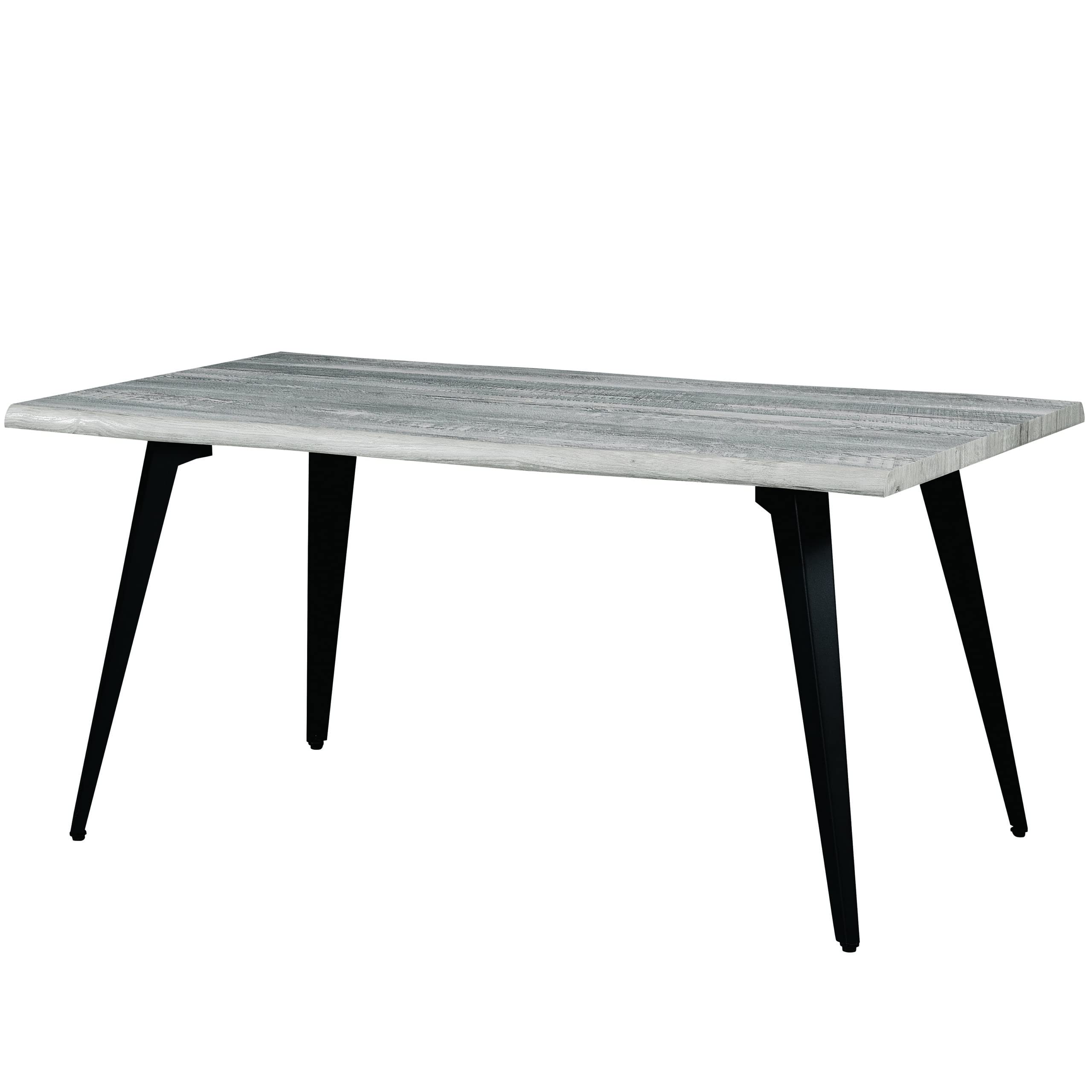 LeisureMod Ravenna 63 Round Dining Table for 4-6, MDF Wood Tabletop and Sturdy Metal Black Pedstal Base for Mid-Century Kitchen,
