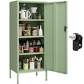 Steehoom Metal Cabinet Lockable Filling Cabinet Bathroom Storage Cabinet with 4 Tier Adjustable Shelves Green Locker for Home, S