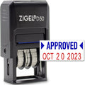 Zigel D50 Date Stamp With Your Custom Text - Self Inking Date Stamp - Blue/Red