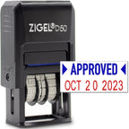 Zigel D50 Date Stamp With Your Custom Text - Self Inking Date Stamp - Blue/Red