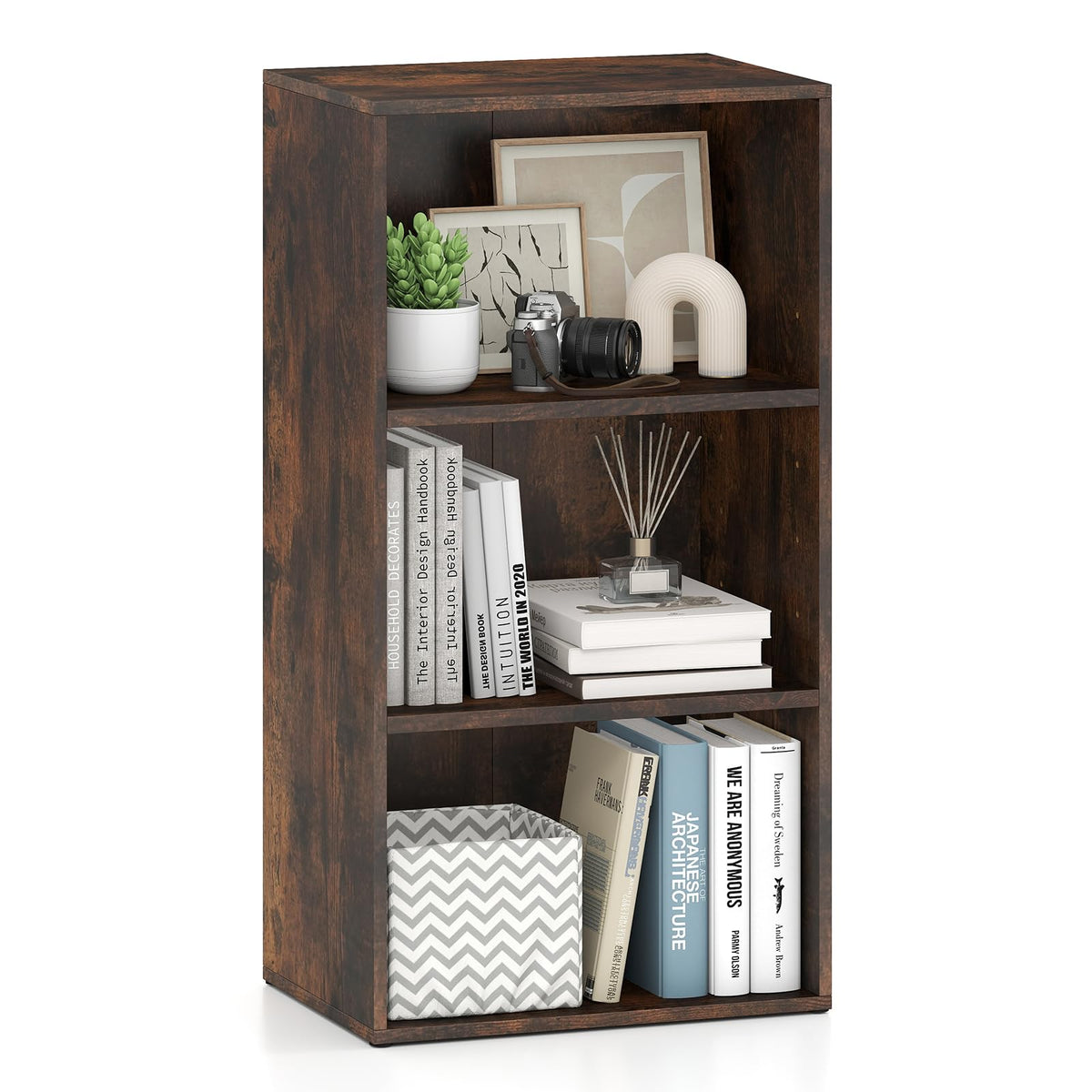 Giantex 3 Shelf Bookcase, Book Shelves Cube Storage Organizer, Open Storage Cabinet MultiFunctional Home Office Bedroom Furnitu