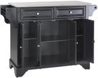Crosley Furniture Lafayette Stainless Steel Top Rolling Kitchen Island Storage Cart, Spice Rack, Black
