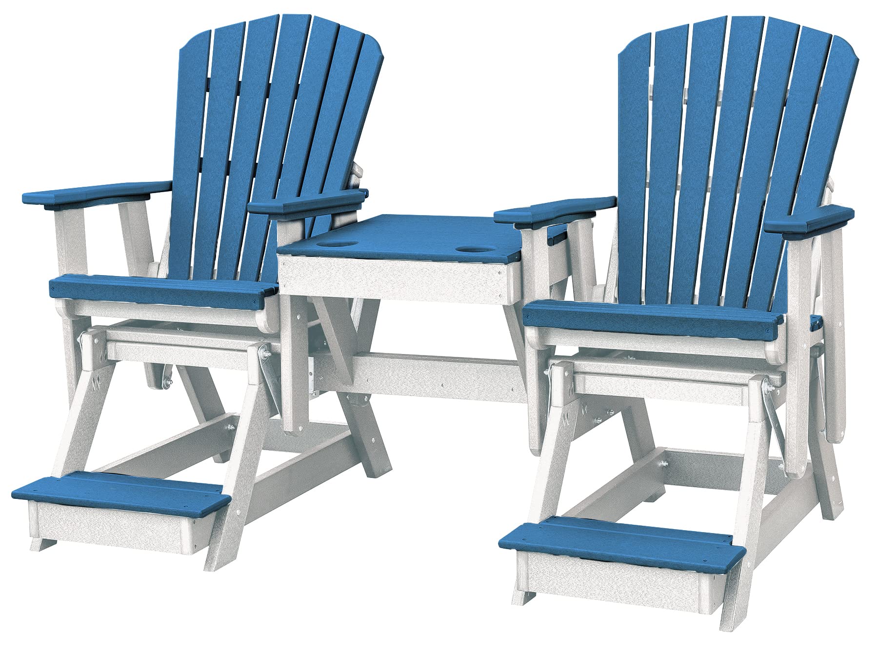 American Furniture Classics Balcony Height Table Double Glider, Blue & White