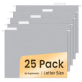 Sunee Hanging File Folders Gray, 25 Pack Letter Size File Folders With 1/5-Cut Tabs, Stay Organized For Your Home And Office Bul