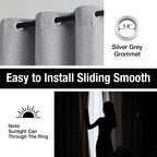 Grey Full Blackout Linen Curtains For Bedroom 84-Inch-Long Thermal Insulated Noise Reducing Window Treatment Set Of 2 Rustic Far