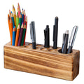 Hoffengwell Pen Holder For Desk Rustic Wooden Pencil Holder For Desk, Solid Wood Desk Pen Organizer, Fountain Pen Holder - Styli
