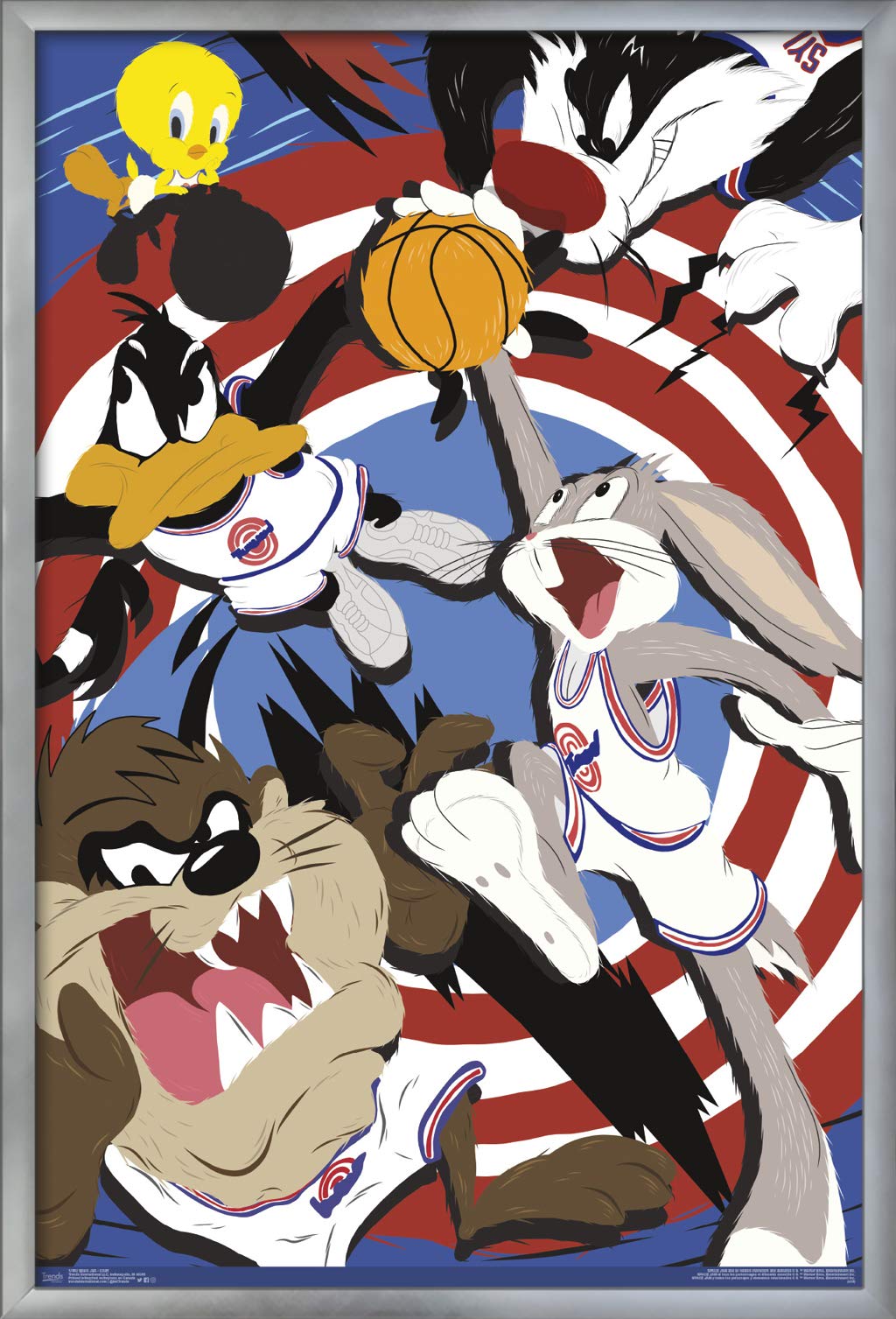 Trends International Looney Tunes: Space Jam - Court Wall Poster, 22.375 x 34, Silver Framed Version
