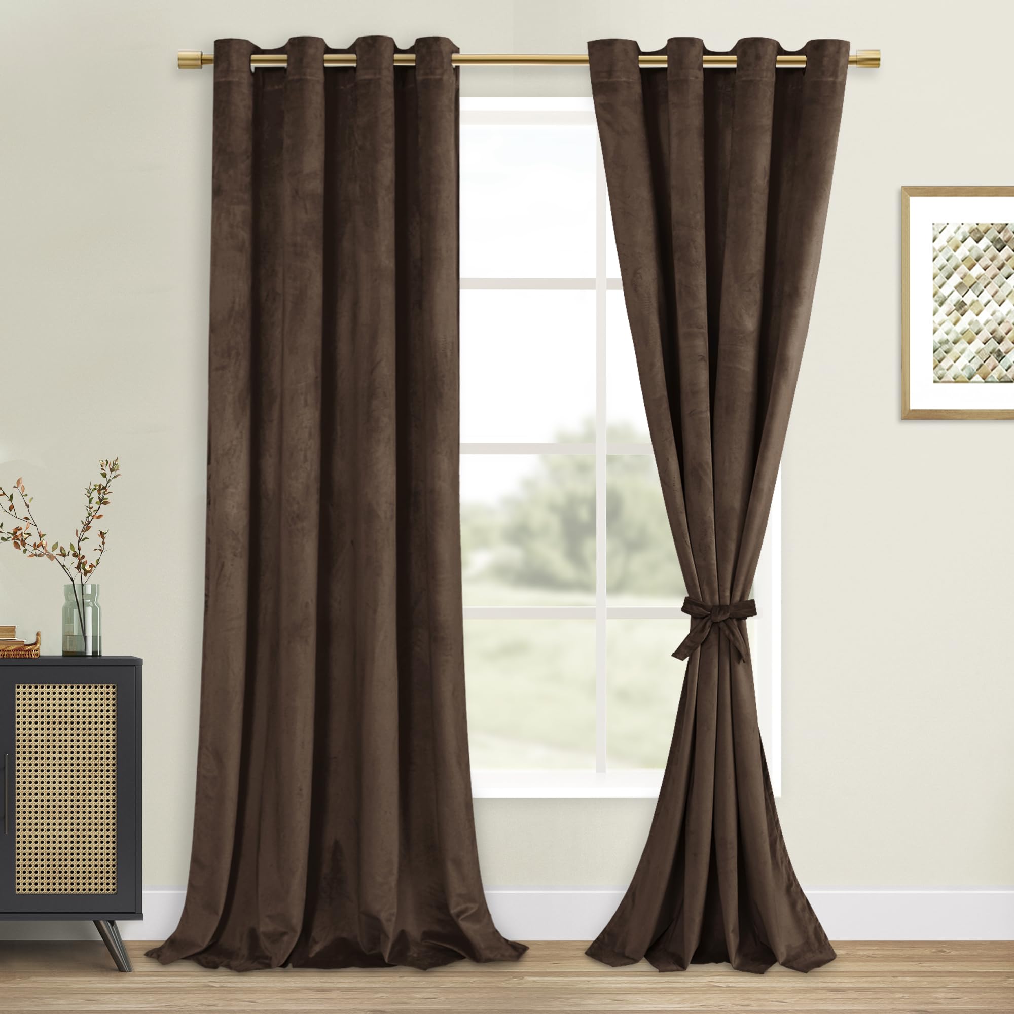 Dwcn Blackout Velvet Curtains - Extra Long Refresh Bundleable Heavy Duty Thermal Insulated Grommet Window Panels For Bedroom/Liv