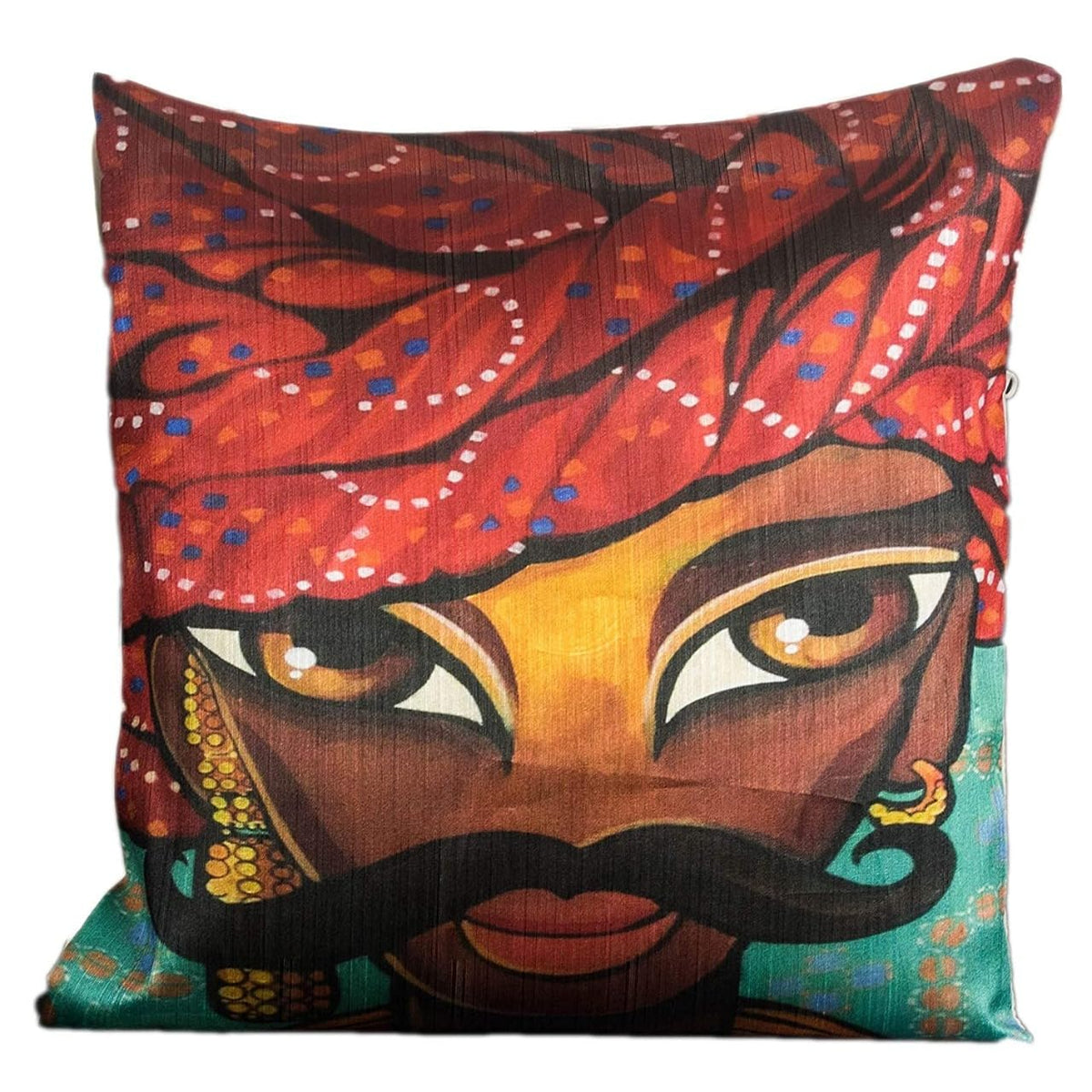 Woah Cotton Decorative Pillow Cushion Covers Rajasthani Printed Poly Cotton Cushion Cover (Multicolour, 16 X 16 Inch) Set Of 5 (
