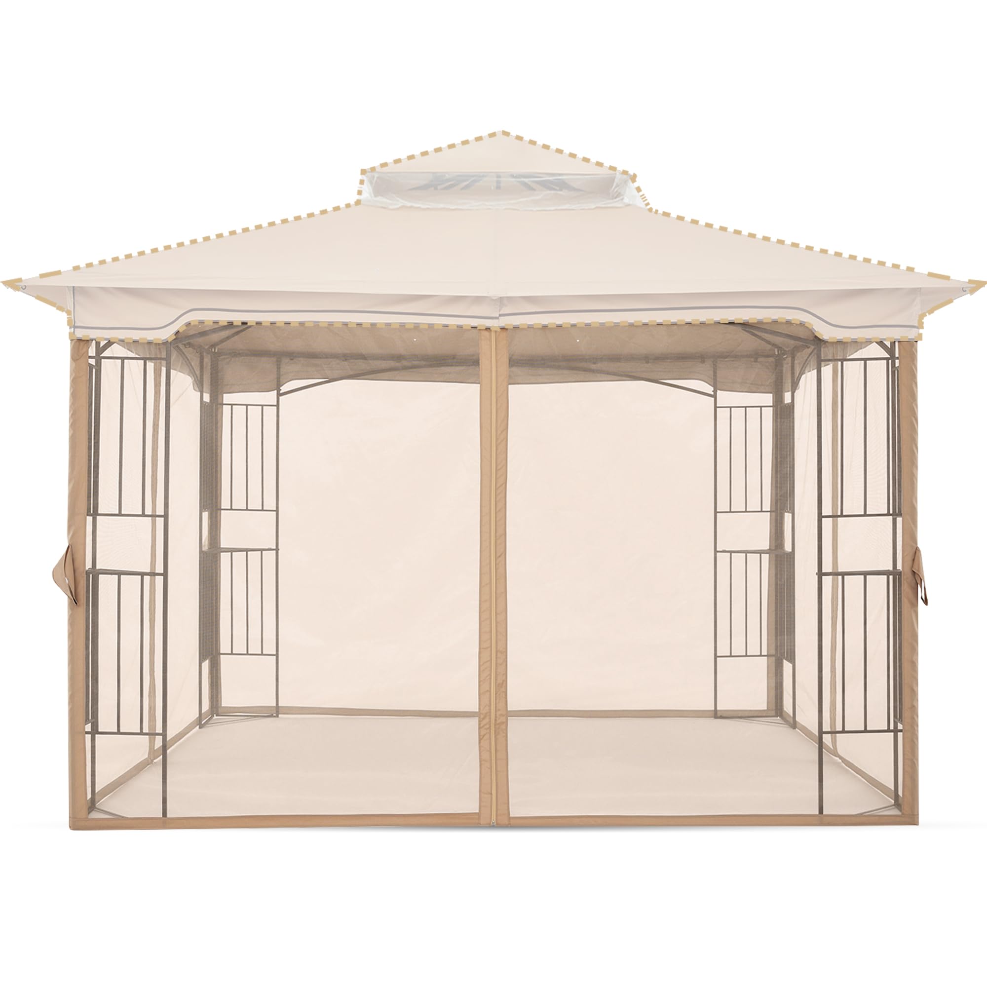 Mastercanopy Patio Gazebo Mosquito Netting Screen Walls Only (10X10, Beige)