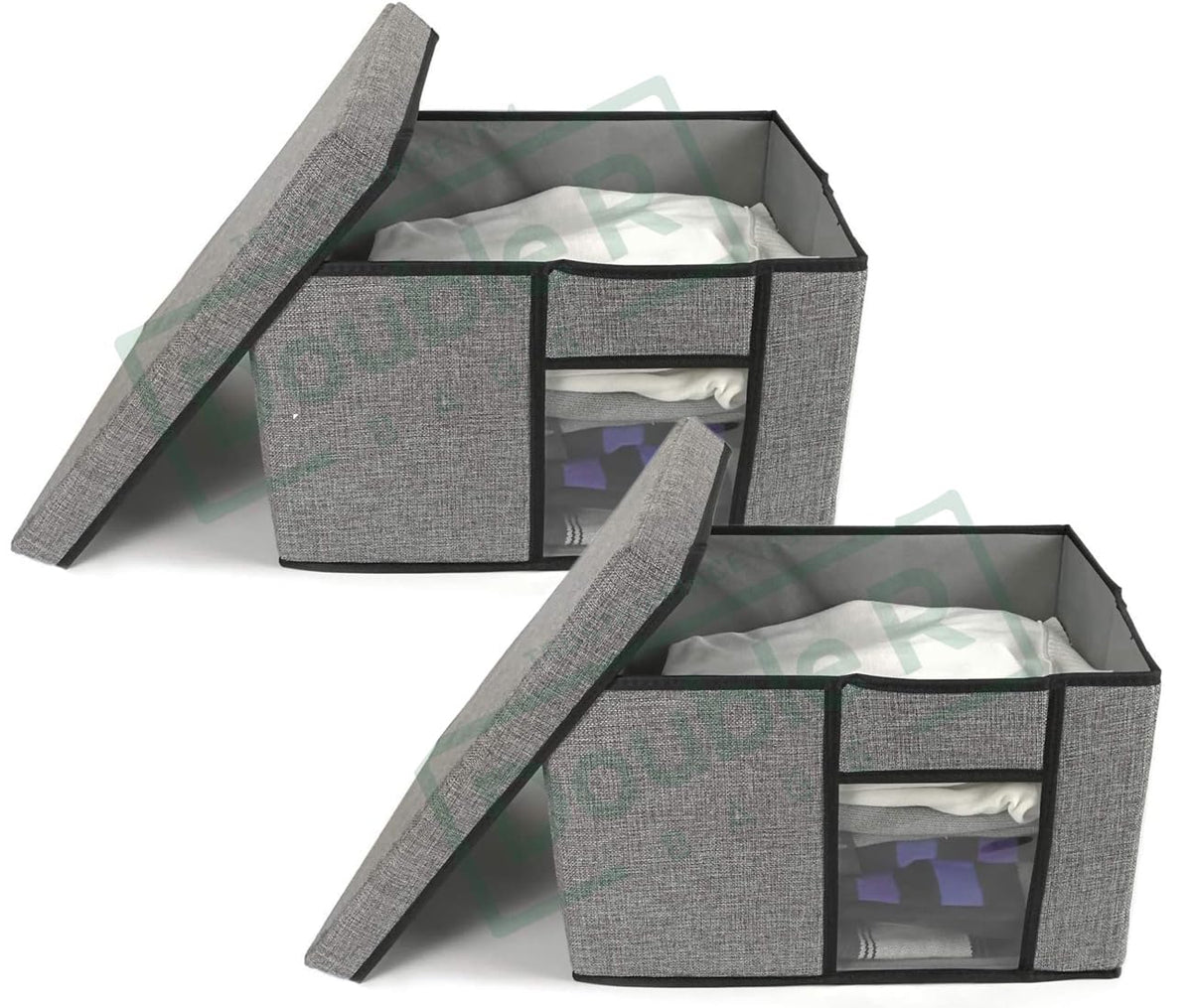 SHIBUI Foldable Fabric Storage Bins with Lid, Clear Window, and Handles  Durable & Stackable Storage Solution for Home and Offi