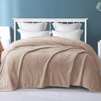 Exclusivo Mezcla Camel Fleece King Size Blanket For Bed, 90X104 Inches Soft Cozy 3D Decorative Jacquard Flannel Blankets, Lightw