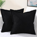 decorUhome Decorative Black Throw Pillow Covers 26x26 Set of 2 with Splicing, Boho Soft Corduroy Broadside Twill Pillow Covers f