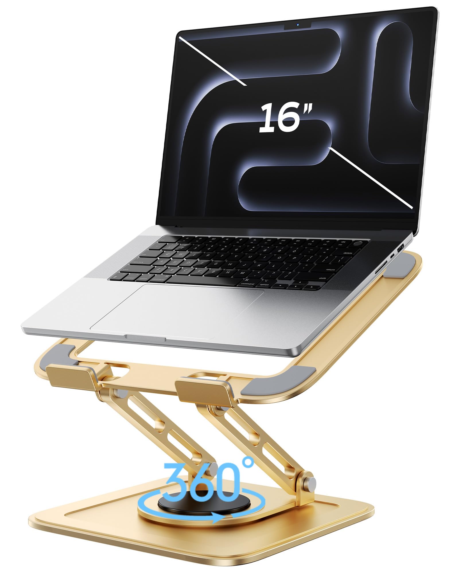 LOXP Adjustable Laptop Stand, Computer Stand with 360 Rotating Base, Ergonomic Laptop Riser Mount for Desk Foldable Protable Com