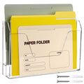 Dinghuo Wall Hanging File Organizer, Acrylic Mail Organizer Wall Mounted File Holder, Clear 2 Tier Folder Paper Document Magazin