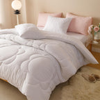 Luxlovery White Comforter Set Cal King Light White Quilts Blush White Bedding Comforter Set Solid Plain Color Soft Breathable Co