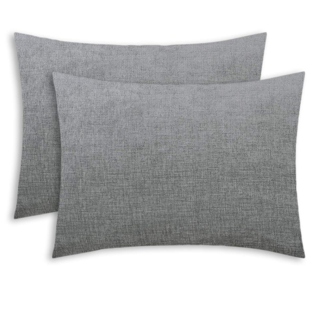 Calitime Pack Of 2 Cozy Standard Pillow Shams Cases For Bed Bedding Decoration Solid Dyed Soft Chenille 20 X 26 Inches Medium Gr