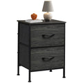 Wlive Nightstand, Nightstand With 2 Drawers, Bedside Furniture, Night Stand, Small Dresser For Bedroom, College Dorm, End Table With Fabric Bins, Dormitory, Charcoal Black Wood Grain Print, Size L