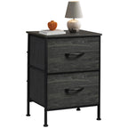 Wlive Nightstand, Nightstand With 2 Drawers, Bedside Furniture, Night Stand, Small Dresser For Bedroom, College Dorm, End Table With Fabric Bins, Dormitory, Charcoal Black Wood Grain Print, Size L