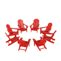 Westintrends Outdoor Folding Hdpe Adirondack Chairs For Patio, Backyard, Balcony, Comfortable Seat And All Weather Resistant (Set Of 8), Red