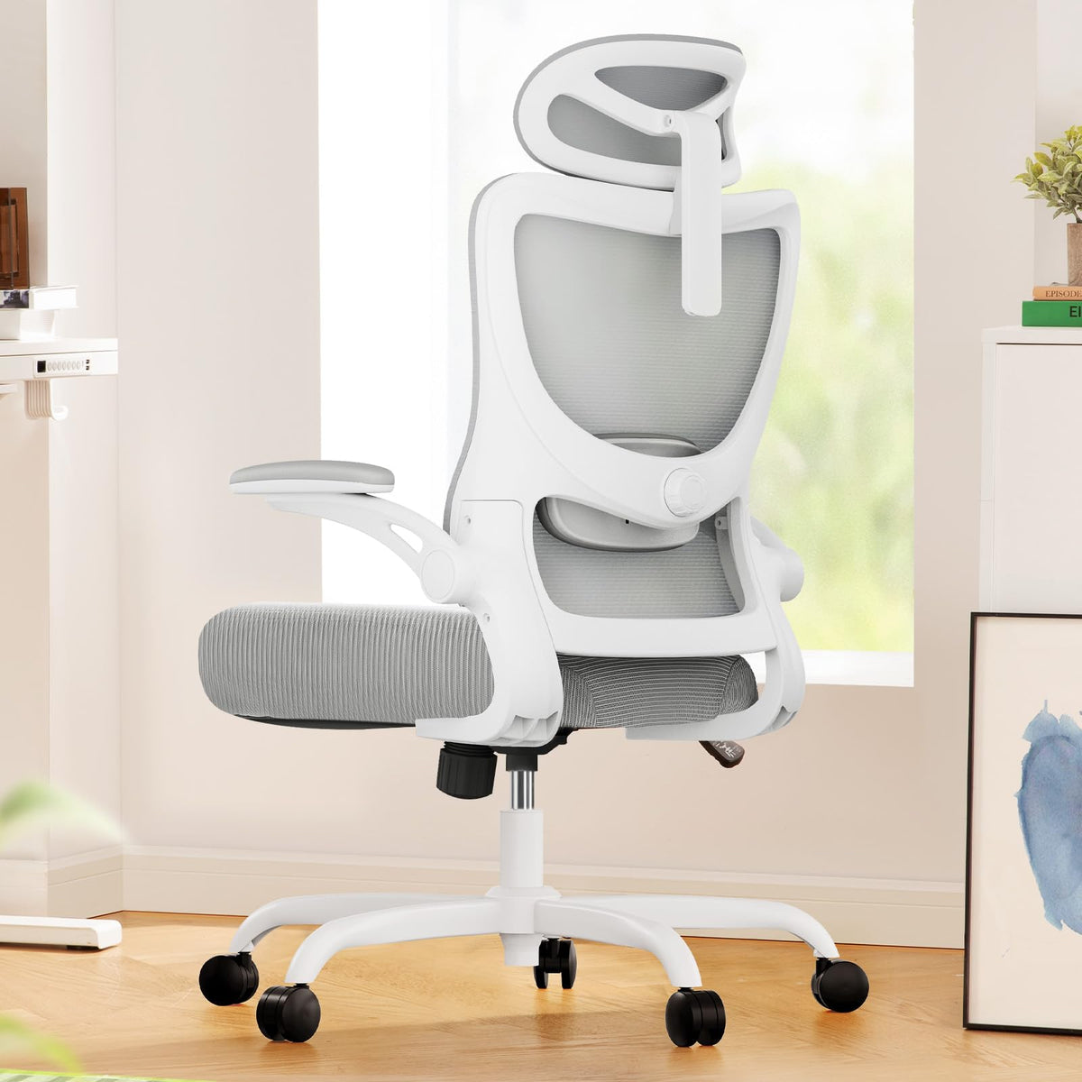 Marsail Ergonomic Office Chair: Office Computer Desk Chair With High Back Mesh And Adjustable Lumbar Support Rolling Work Swivel Task Chairs With Wheel 3D Armrests And Headrest
