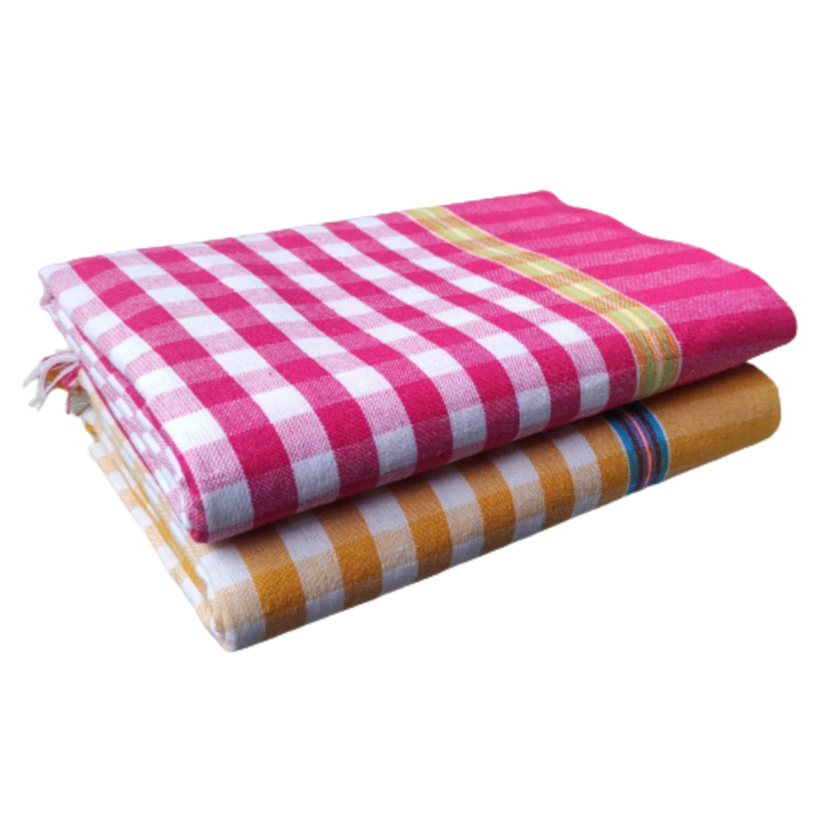 VUNNAVA Handloom 100% Pure Cotton Towels XXXL Size 36/72Inch(90/180cm) 3/6feet Heavy Quality (Multicolour Pack of 2