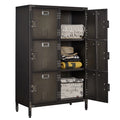 Anxxsu Metal Locker Storage Cabinet, 47.3' Employees Locker With 6 Doors, Steel Retro Wardrobe With Adjustable Feet For Home, O