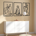 CHENGU 3 Pieces Metal Minimalist Abstract Woman Wall Art Line Drawing Wall Art Decor Single Line Female Home Hanging Wall Art De