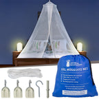Universal Backpackers Mosquito Net For Single To King-Sized Beds - 2 Openings Or Fully-Enclosed Bed Canopy - Conical Design For