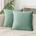 Jiahannha Velvet Sage Green Throw Pillow Covers Pack Of 2 Decorative Soft For Couch Sofa Bedroom Livingroom Car 16  16 Inches