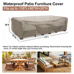 Mrrihand Heavy Duty Patio Furniture Covers, Outdoor Furniture Covers Waterproof Sectional Sofa Set , Patio Table And Chair Set Cover 138'L×86'W×28'H,Brown