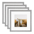 KINLINK Square 12x12 Picture Frames Grey, Solid Wood Frames with Acrylic Plexiglass for Pictures 8x8 With Mat Wall Mounting Disp