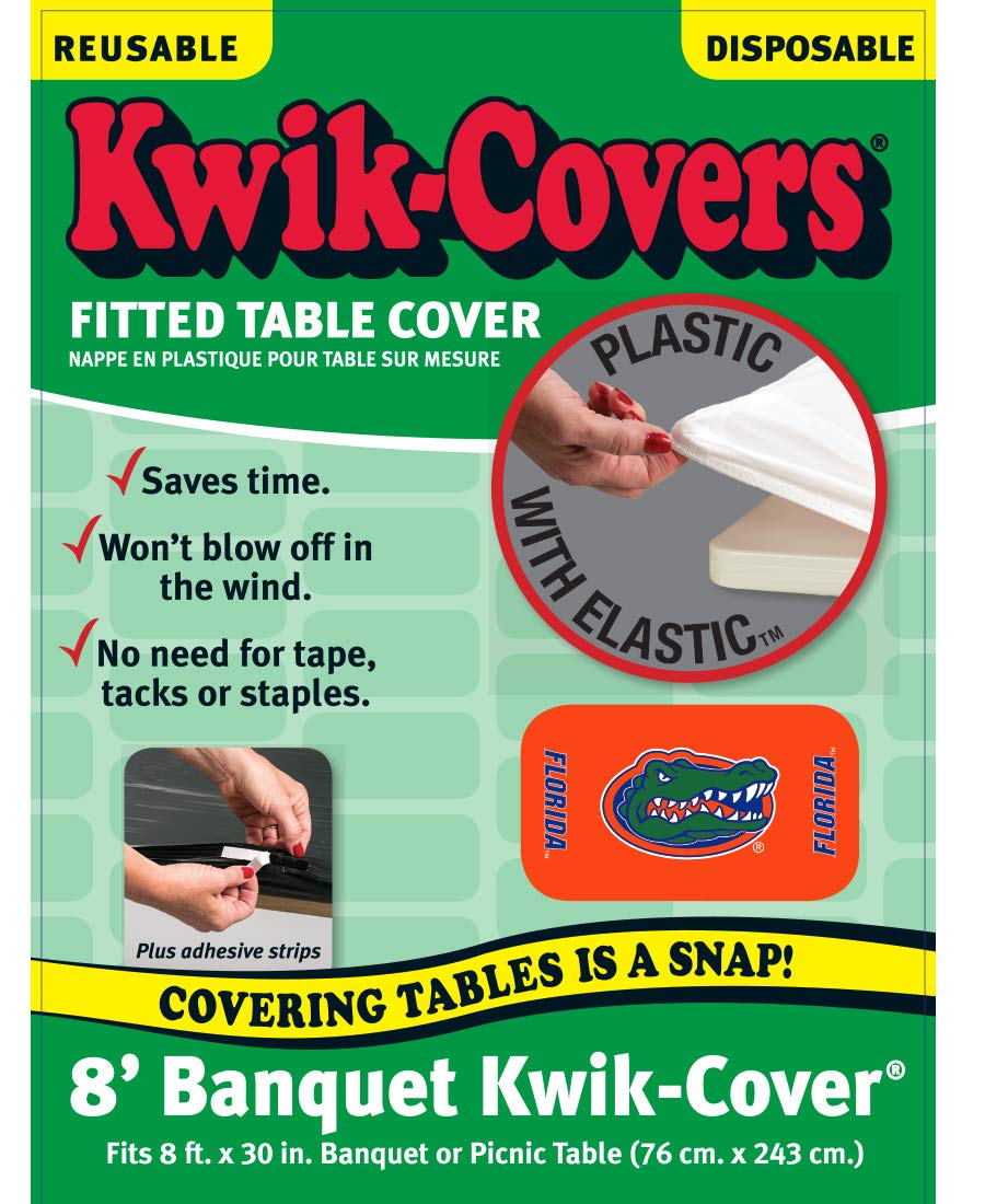 Collegiate Kwik-Covers Rectangle Plastic Table Covers, Bundle Of 2 (University Of Florida, 8')