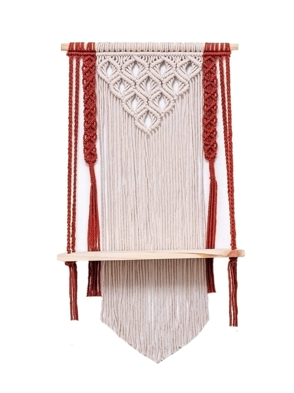 Aroha  Macrame Dual Tone Wall Hanging For Placing Planters In Balcony Living Room Bedroom Or Workspace (100% Cotton  16X30 Inch