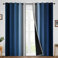 Yakamok 100% Blackout Curtains 84 inches Long,Room Darkening Blue Curtains Ombre for Bedroom Grommet Thermal Insulated Gradient 