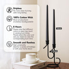 Pickood 10-Inch Tall Dripless Taper Candles Set Of 4 - Black Tapered Candles, Perfect For Halloween - Smokeless, Unscented, Long