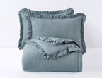 Chezmoi Collection Nora 2-Piece Ruffled Edge Trim Soft Washed Microfiber Comforter Set (Twin, Dusty Blue)