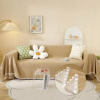 Handontime Khaki Loveseat Covers Couch Cover For Dogs Cats Solid Sofa Covers For 3 Cushion Couch Machine Washable Couch Covers For Sectional Sofa L Shape Chenille Sofa Slipcover Soft, 71' X134'