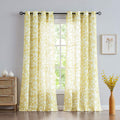 Treatmentex White Yellow Curtains for Living Room 84 Length Leaf Print Semi-Sheer Curtains for Kitchen Windows, Mustard Yellow, 