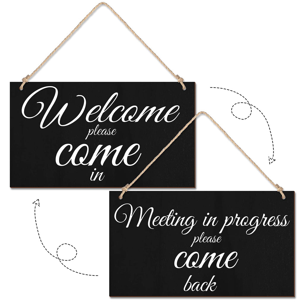 Meeting in Progress Wood Sign Do Not Disturb Wood Sign Plaque Reversible Wood Sign for Home Office Meeting Door, Home Study Door