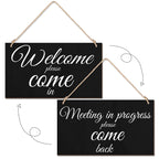 Meeting in Progress Wood Sign Do Not Disturb Wood Sign Plaque Reversible Wood Sign for Home Office Meeting Door, Home Study Door
