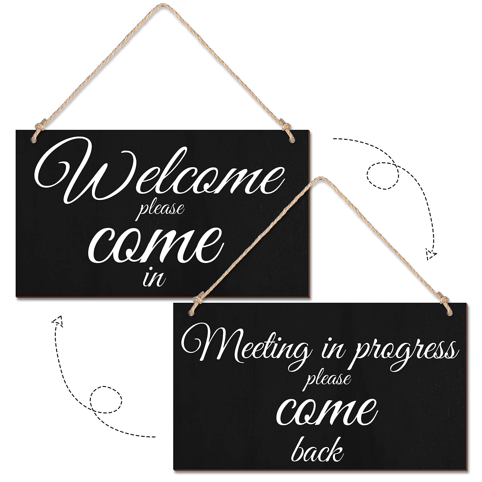 Meeting in Progress Wood Sign Do Not Disturb Wood Sign Plaque Reversible Wood Sign for Home Office Meeting Door, Home Study Door
