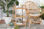 Baxton Studio Barras Modern Bohemian Brown Finished Rattan 3-Tier Display Shelf