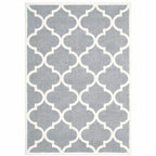 HomeRoots 509903 8 x 11 ft. Gray & Ivory Geometric Shag Power Loom Stain Resistant Rectangle Area Rug