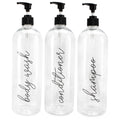 Cornucopia Shower Pump Bottles (Set of 3); 32oz Pump Dispensers for Shampoo, Conditioner, and Body Wash