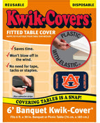 Collegiate Kwik-Covers Rectangle Plastic Table Covers, Bundle Of 2 (Auburn University, 6')