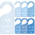Whaline 7Pcs Blue Wood Baby Closet Size Dividers with Velvet Bag Newborn to 24 Month Thicken Infant Wardrobe Hanger Organizers f