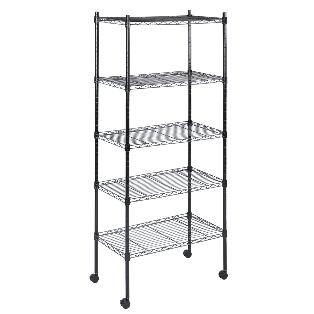 HealSmart Heavy Duty 5-Tier Shelving Units Adjustable, 65 D x 14 W x 30 H Wire Shelf with 1000 lbs Capacity, Black