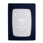 Cathay Home Queen Fitted Sheet - Double Brushed Ultra Soft - Wrinkle & Fade Resistant - 21' Extra Deep Pocket Fitted Sheet Only - Good Fit For 19'-23' Deep Mattress (Queen, Navy)