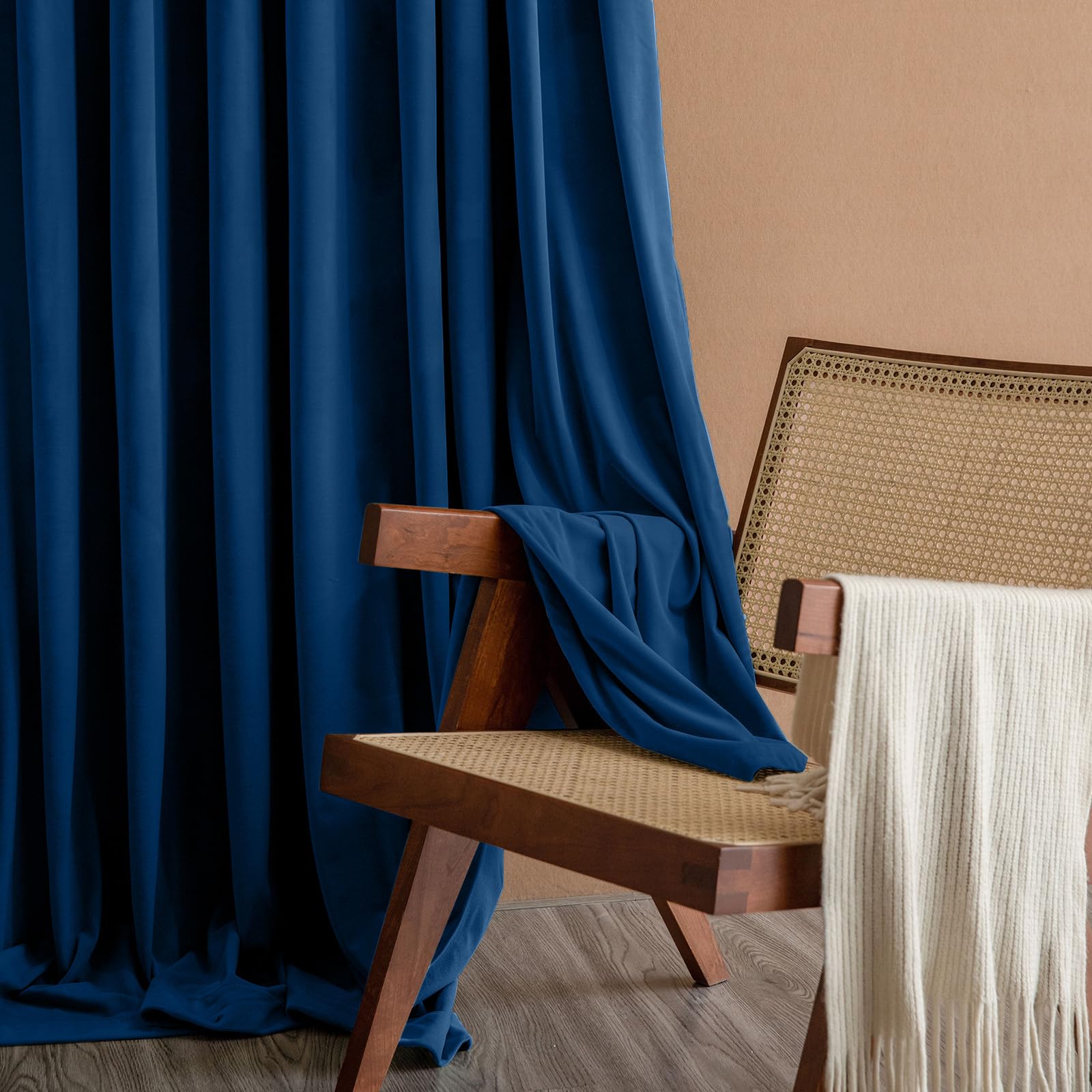 Lazzzy Navy Blue Velvet Curtains Room Darkening Thermal Insulated Curtains 72 Inch Long Window Drapes For Bedroom Living Room Super Soft Luxury Window Treatment 2 Panels Rod Pocket